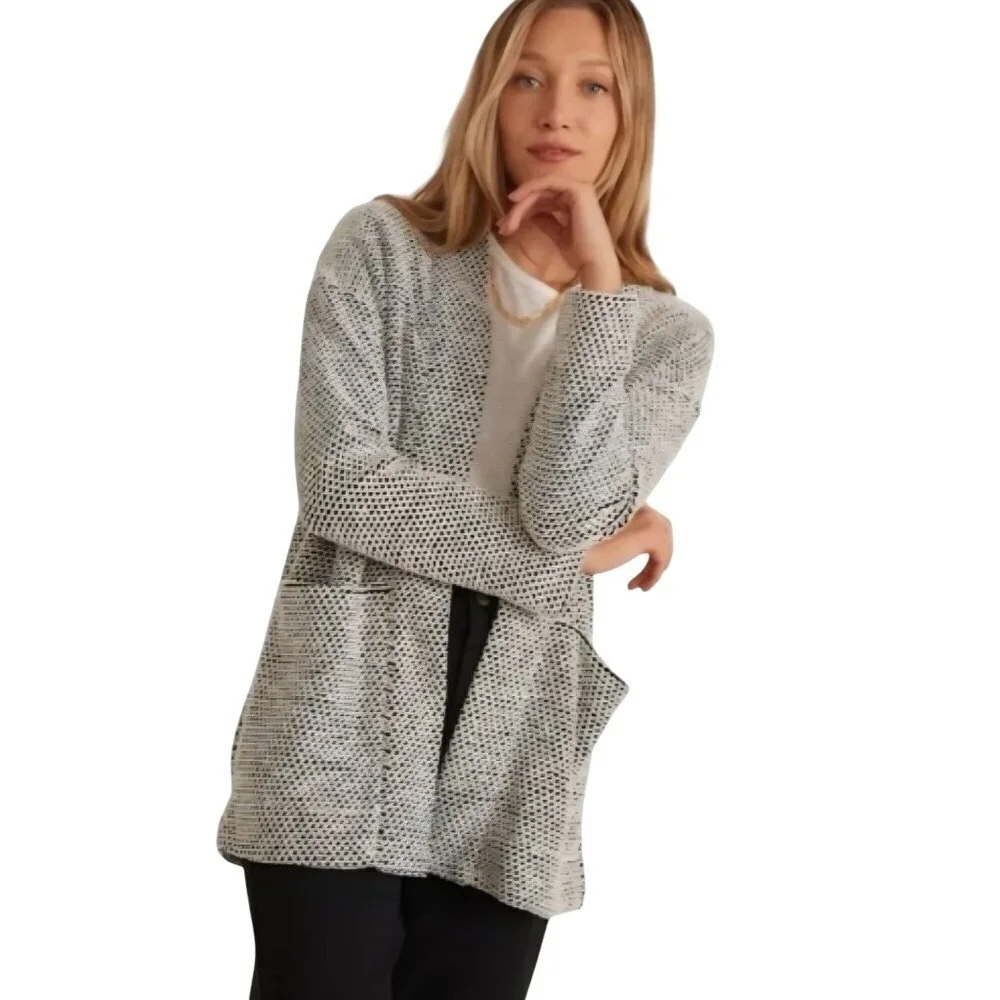 Marine Layer Birdseye Knit Cardigan Sweater Coat Open Front Pockets Size M